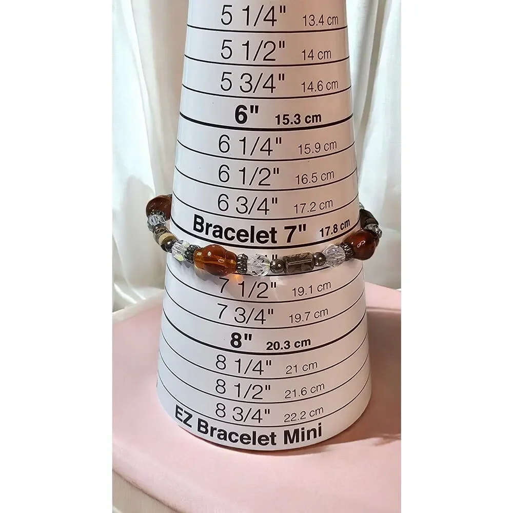 Brown Crystal Beaded Toggle Bracelet Dark Romance Modern Chic